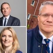 Havering's three current MPs: (clockwise from right) Andrew Rosindell, Julia Lopez and Jon Cruddas