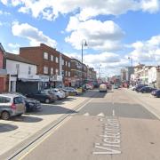 A male was robbed on Victoria Road by a gang of four with a knife, police said