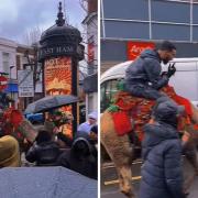 The camel was spotted walking down Newham High Street on Friday (February 25)