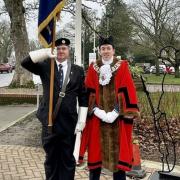 Mayor of Brentwood Gareth Barrett and Royal British Legion’s town standard-bearer Jonathan Steer