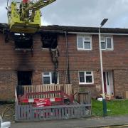 A house has been left ravaged by fire in Hitchin Close