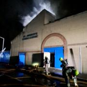 One of the first photos released of a major church hall fire in Romford this morning (April 11)