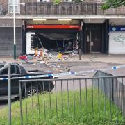 A Post Office at Petersfield Avenue, Harold Hill, is smashed