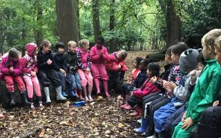 Maylands pupils on a visit to The Manor nature reserve.