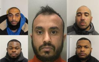 Sheikh Shahab (top left), Kevin Gyasi (bottom left), Ripon Ali (centre), Nathan Fellows (top right) and Touras Bailey (Bottom right) were arrested and sentenced for drug offences