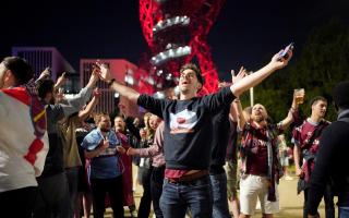 Fans gathered outside the London Stadium to celebrate