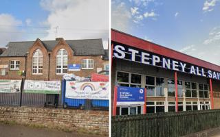 L-R: Lambourne Primary School in Romford, announced to have Raac on September 6, and Stepney All Saints, confirmed to have Raac today (September 19)