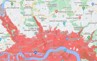 Interactive map reveals which areas in east London will be underwater in seven years