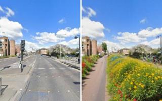 Mercury Gardens road reimagined with flowerbeds and cycle paths