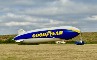 The Goodyear Blimp has been pictured leaving Upminster